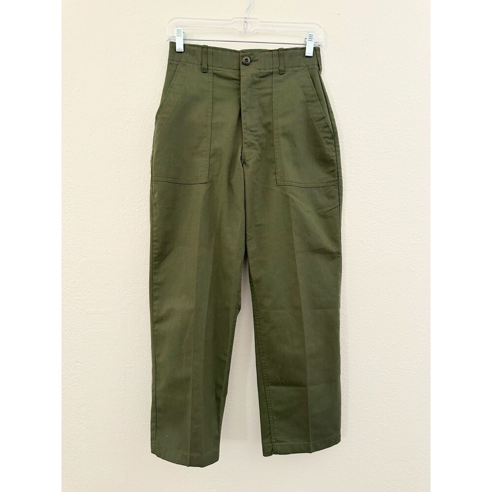 Vtg Military Fatigue Pants Surplus Army Green Straight Leg Size 28x27 Waist 28